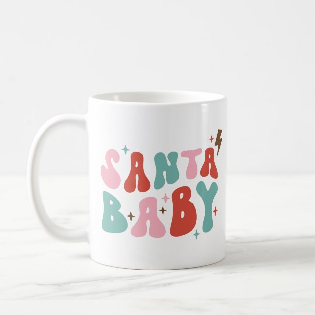 Santa Baby Retro Christmas Coffee Mug (Left)