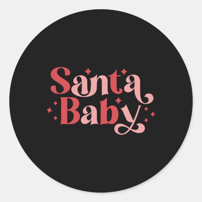 Santa Baby Retro Christmas Tygraphy Toddler T Shir Classic Round Sticker (Front)