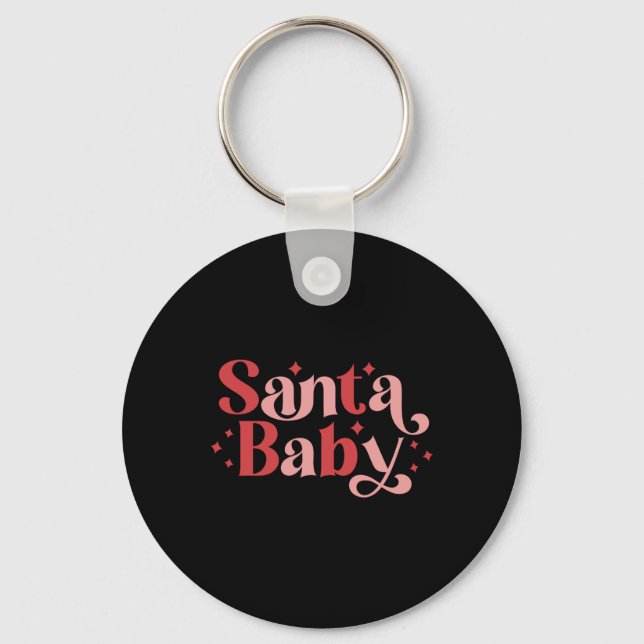 Santa Baby Retro Christmas Tygraphy Toddler T Shir Keychain (Front)