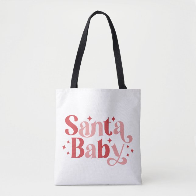 Santa Baby - Retro Christmas Typography Tote Bag (Front)