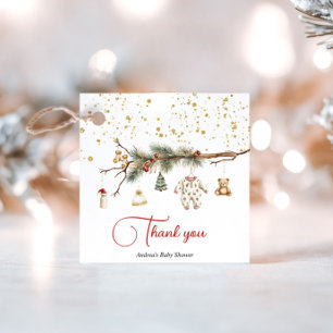 Santa Baby Rustic Winter Greenery baby shower  Favour Tags