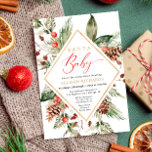 Santa Baby Rustic Winter Greenery baby shower Invitation<br><div class="desc">For more advanced customization of this design,  simply select the "Customize It" button above!</div>
