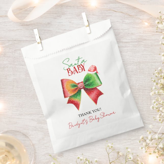 Santa Baby shower bow and Santa hat Christmas Favour Bag (Clipped)
