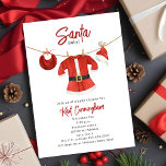 Santa Baby Shower Dress Christmas Winter Girl Invitation<br><div class="desc">Christmas baby shower theme featuring clothesline with illustration of santa baby dress,  santa hat,  and red bib.</div>