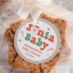 Santa Baby Shower Favour Classic Round Sticker