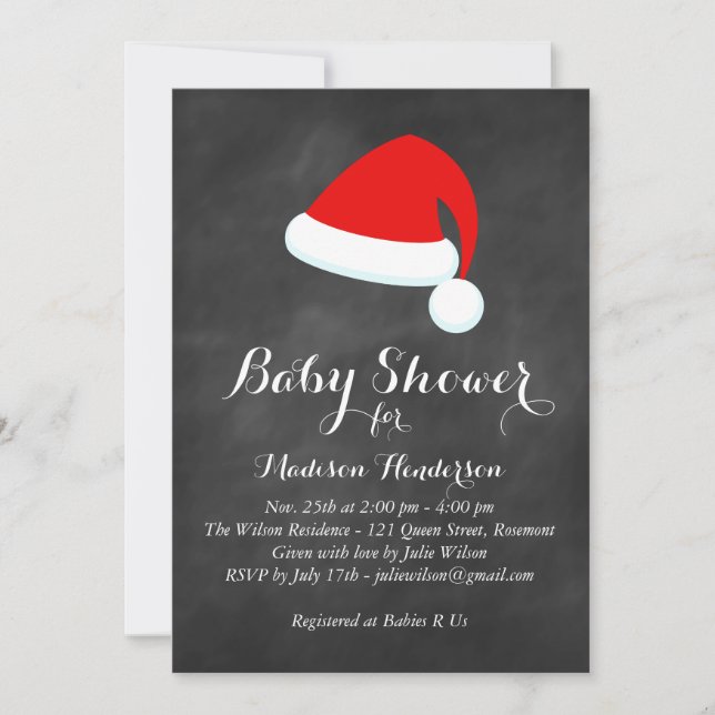 Santa Baby Shower Invitation - chalkboard (Front)