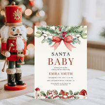 Santa Baby Shower Invitation | Red Bow Christmas G
