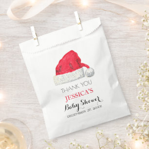 Santa Baby Shower Red Cute simple Thank you Favour Bag