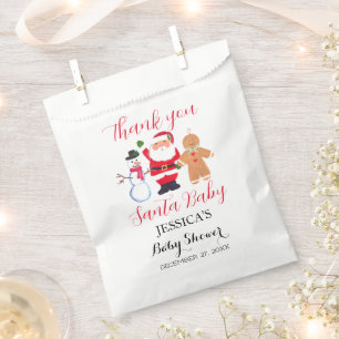 Santa Baby Shower Red Cute simple Thank you Favour Bag