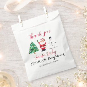 Santa Baby Shower Red Cute simple Thank you Favour Bag