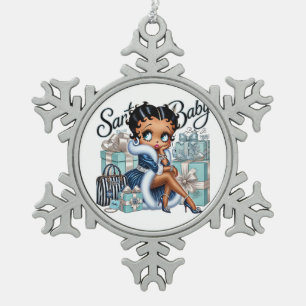 Santa Baby Snowflake Pewter Christmas Ornament