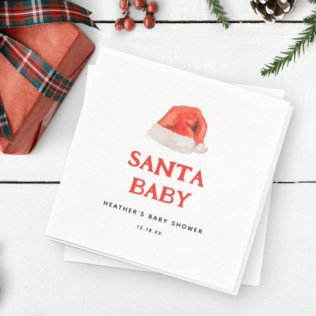 Santa Baby Vintage Holiday Baby Shower Napkin (Creator Uploaded)