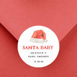 Santa Baby Vintage Winter Baby Shower Favours Classic Round Sticker<br><div class="desc">Santa Baby Vintage Winter Baby Shower Invitation Favours Stickers</div>
