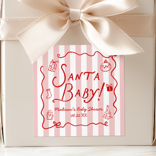Santa Baby! Whimsical Christmas Baby Shower Square Sticker