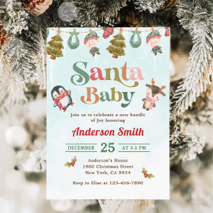 Santa Baby Winter Christmas Baby Shower Invitation