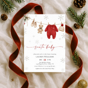Santa Baby Winter Christmas Baby Shower Invitation