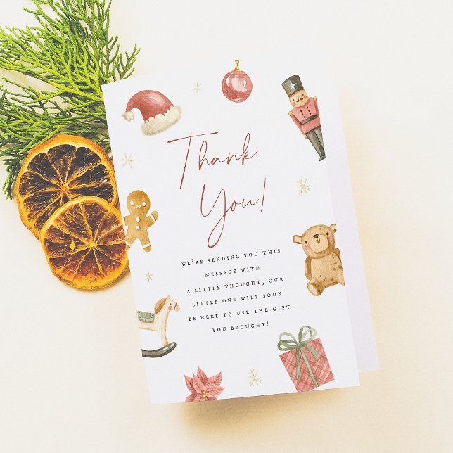 Santa Baby Winter Christmas Baby Shower Thank You Card (Creator Uploaded)