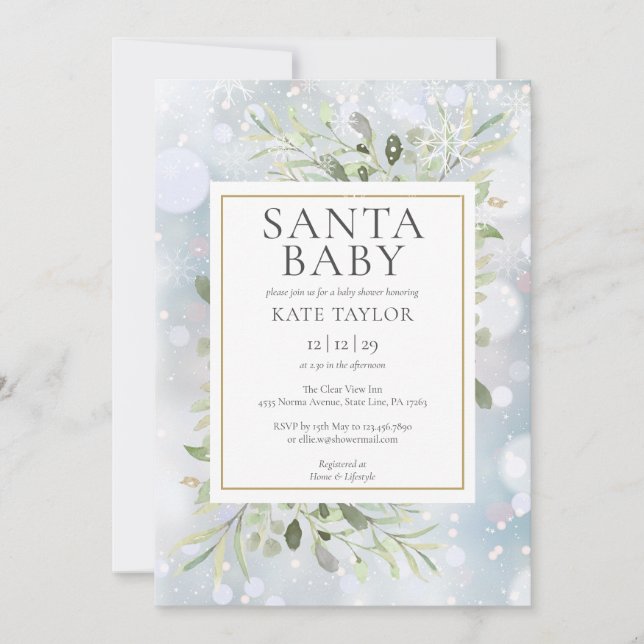 Santa Baby Winter Snow Baby Shower Invi Invitation (Front)
