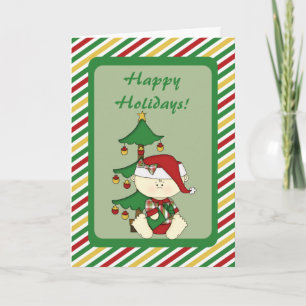 Santa Baby with Christmas Tree Stripes Card