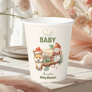 Santa Baby Woodland Winter Christmas Baby Shower Paper Cups