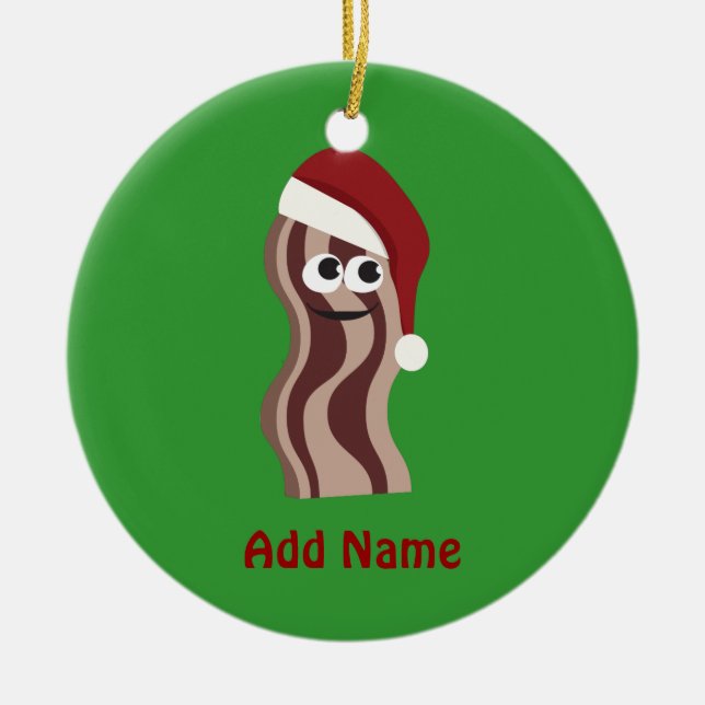 Santa Bacon Ceramic Ornament (Front)