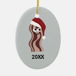 Santa Bacon Ceramic Ornament