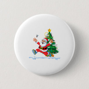 Santa Badminton Christmas Tree Lights Men Women Ki 2 Inch Round Button