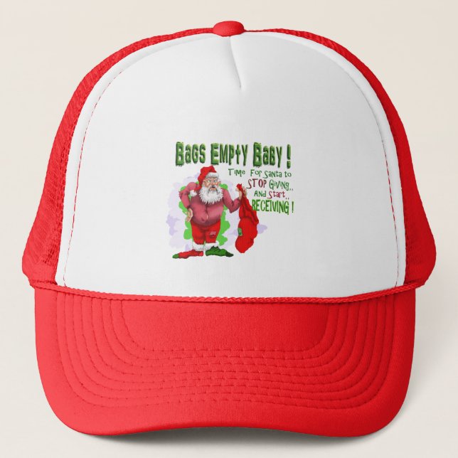 santa bags empty funny santa cartoon trucker hat (Front)