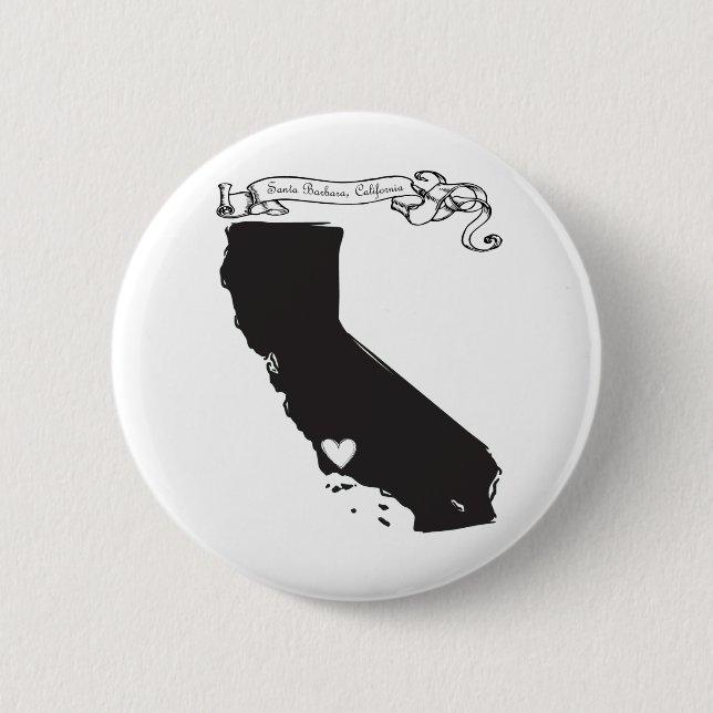 Santa Barbara 2 Inch Round Button (Front)
