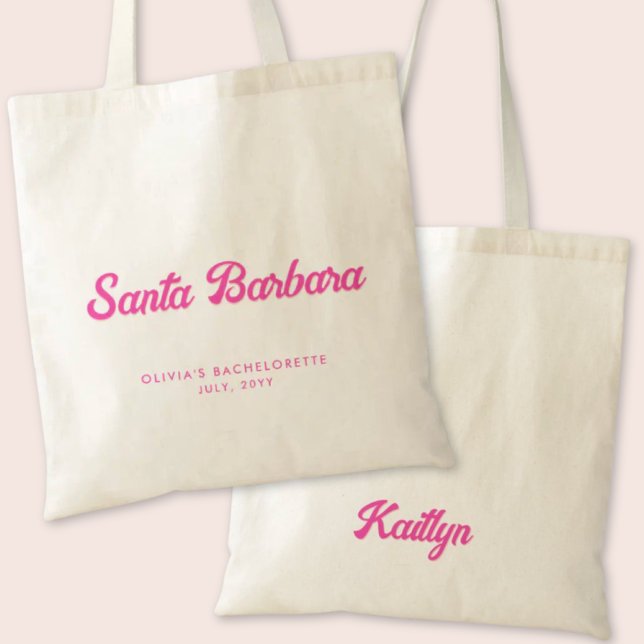 Santa Barbara Bachelorette Party Personalized Tote Bag (Santa Barbara Bachelorette Party Tote Bag)