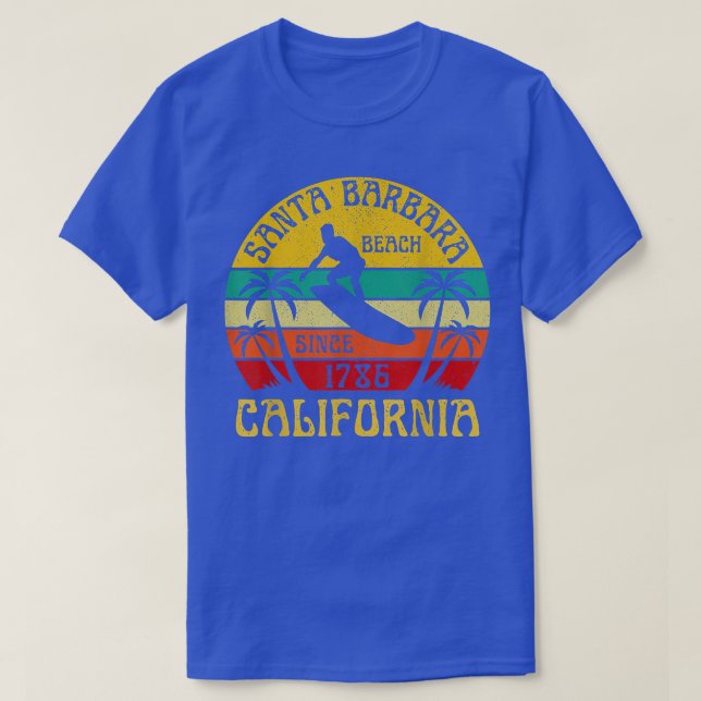 Santa Barbara Beach California Surfing Surfer Ocea T-Shirt (Design Front)