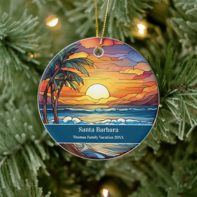 Santa Barbara Beach Vacation Ceramic Ornament (Tree)