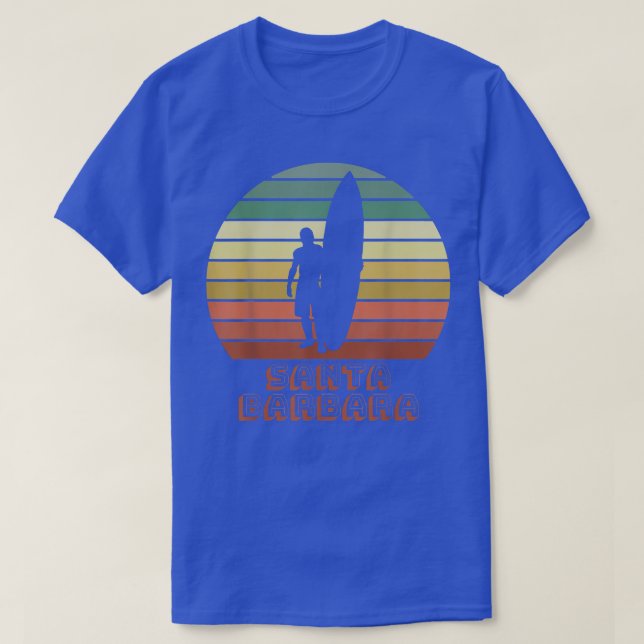 Santa Barbara California Beach Surfer Retro Sunset T-Shirt (Design Front)