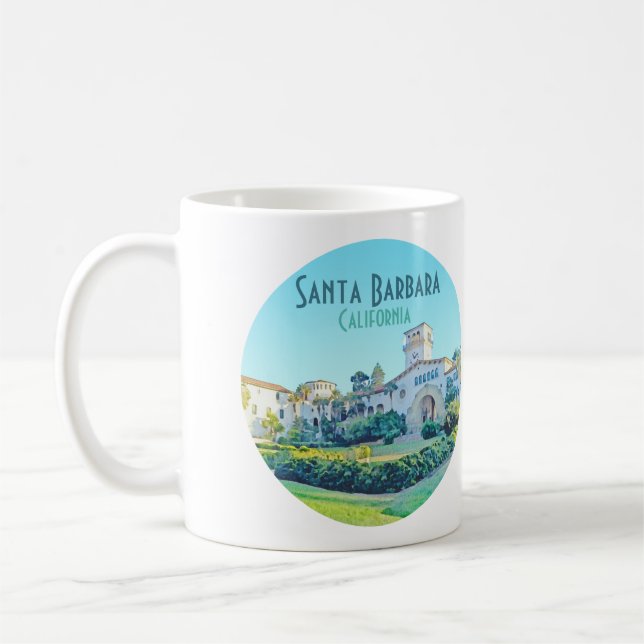 Santa Barbara California Courthouse Watercolor Coffee Mug (Left)