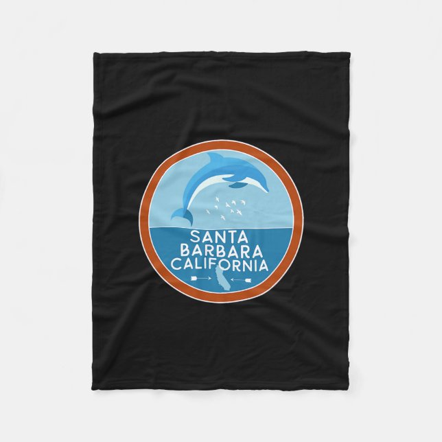 Santa Barbara California Dolphin Ca Vacation Souve Fleece Blanket (Front)