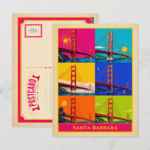 Santa Barbara California Golden Gate Bridge Postcard