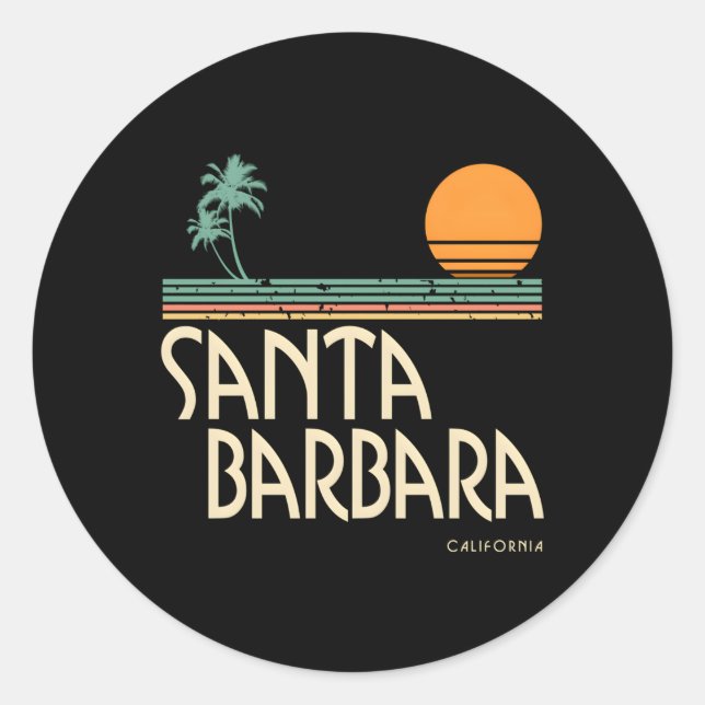 Santa Barbara California Palms Classic Round Sticker (Front)