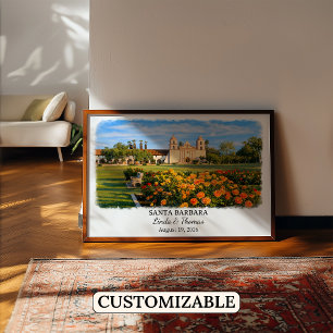 Santa Barbara California Poster, Watercolor, Custo Poster