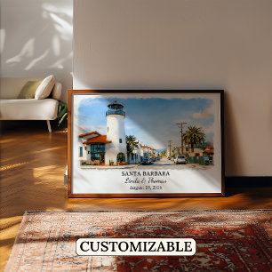 Santa Barbara California Poster, Watercolor, Custo Poster