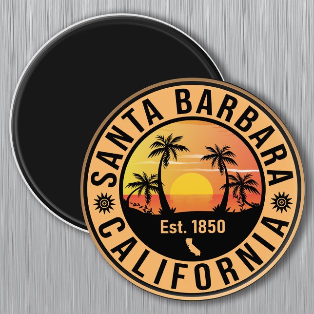 Santa Barbara California Retro Sunset Souvenirs Magnet (Creator Uploaded)