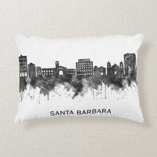 Santa Barbara California Skyline BW Accent Pillow