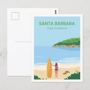 Santa Barbara California Travel Place Illustration Postcard