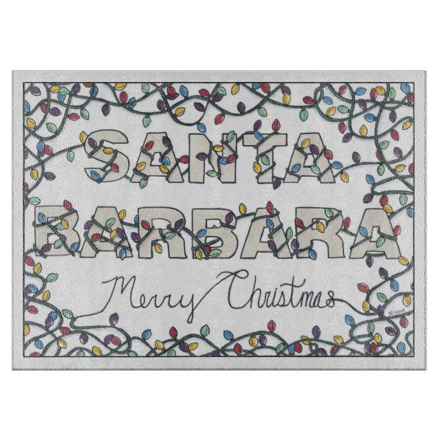 Santa Barbara Christmas Lights Cutting Board (Front)