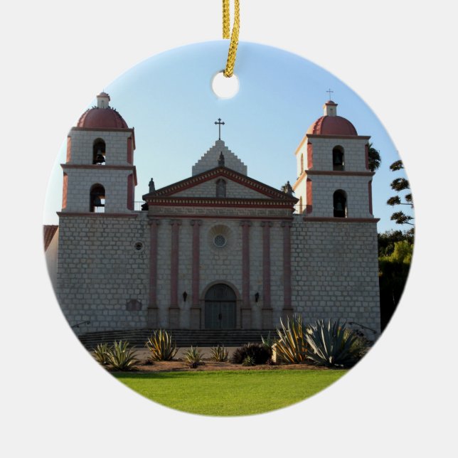 Santa Barbara Mission Ceramic Ornament (Front)