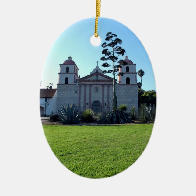 Santa Barbara Mission Ceramic Ornament (Front)