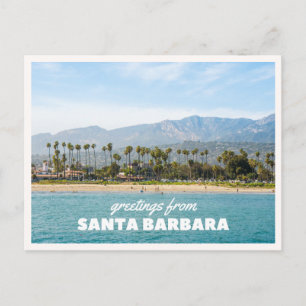 Santa Barbara Warf Palm Trees Retro Vintage Travel Postcard
