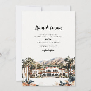 Santa Barbara Watercolor Wedding Destination Invitation