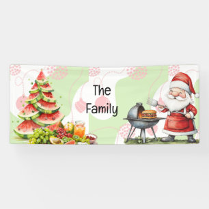 Santa Barbecue Christmas in July Pool Party  Banner