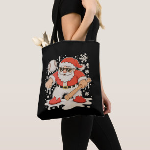 Santa Baseball Drip Snowflake Christmas Xmas Sport Tote Bag