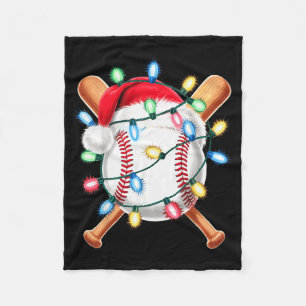 Santa Baseball Player Santa Hat Men Boys Christmas Fleece Blanket